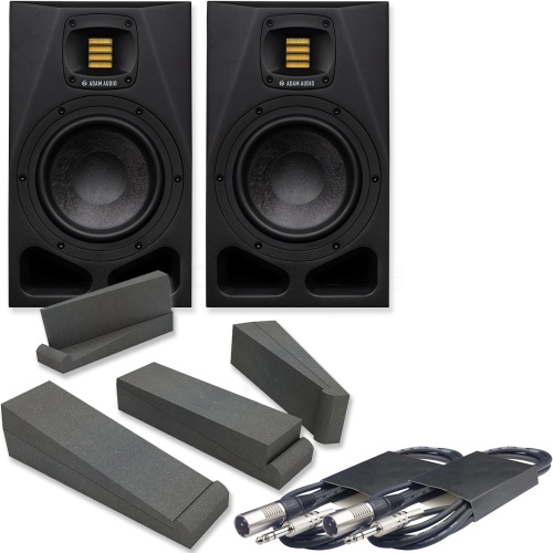 Adam Audio A7V Powered Two-Way Studio Monitor (2-Pack) Bundle with 10-Inch  Mk2 Powered Studio Subwoofer, Microphone Cable (2-Pack), and 10 Feet