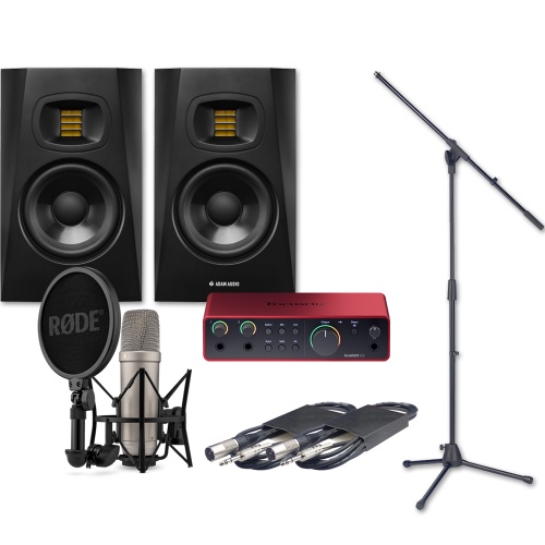 Adam Audio T5V (Pair), Focusrite Scarlett 2i2 (G4), Rode NT1 (5th Gen), Microphone Stand + Software Bundle