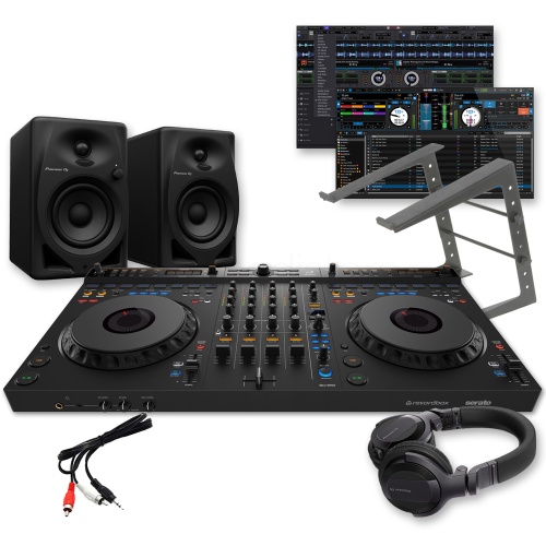 AlphaTheta DDJ-GRV6, DM-40D Speakers, HDJ-CUE1 Headphones & Laptop Stand Bundle Deal