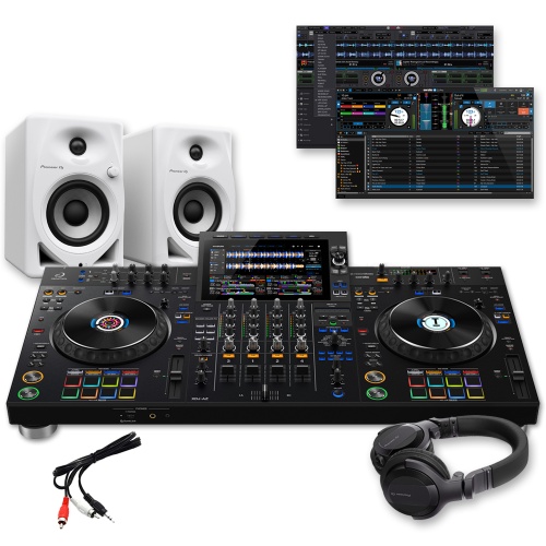 AlphaTheta XDJ-AZ DJ Controller, DM-40D White Speakers + HDJ-CUE1 Headphones Bundle Deal