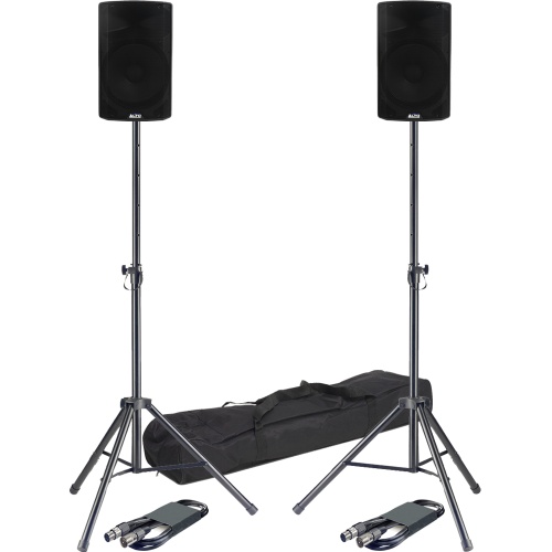 Alto TX408, 8'' Active PA Speakers with Bluetooth + Tripod Stands & Leads Bundle