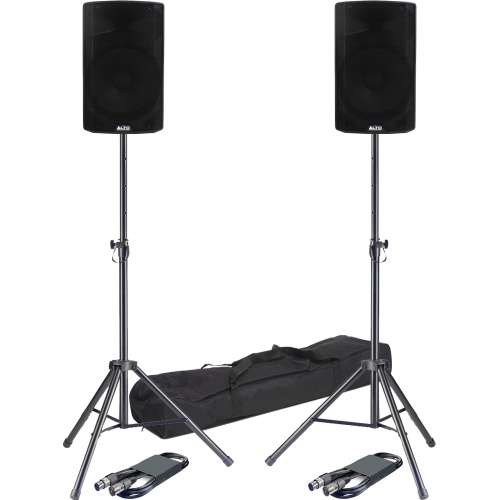 Alto TX412, 12'' Active PA Speakers with Bluetooth + Tripod Stands & Leads Bundle