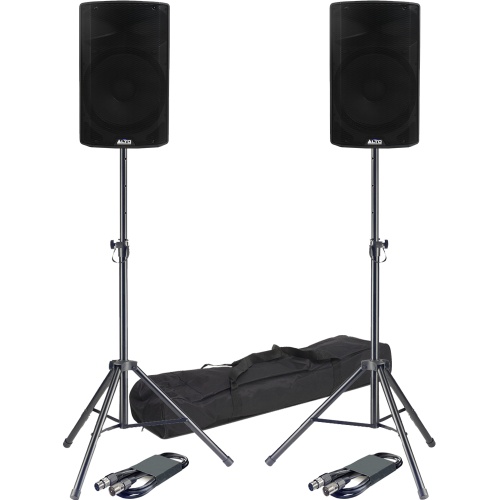 Alto TX415, 15'' Active PA Speakers with Bluetooth + Tripod Stands & Leads Bundle