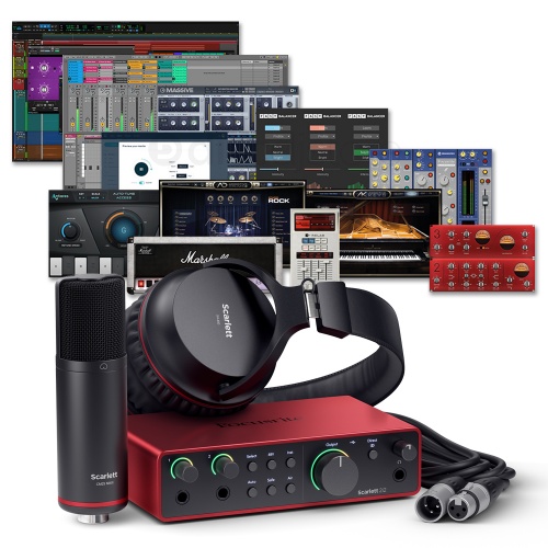 Shure SM7B Podcast Creators Kit w/ Focusrite Scarlett 2i2 Interface/Gator  Mic Boom Arm/Audio-Technica M20x Headphones