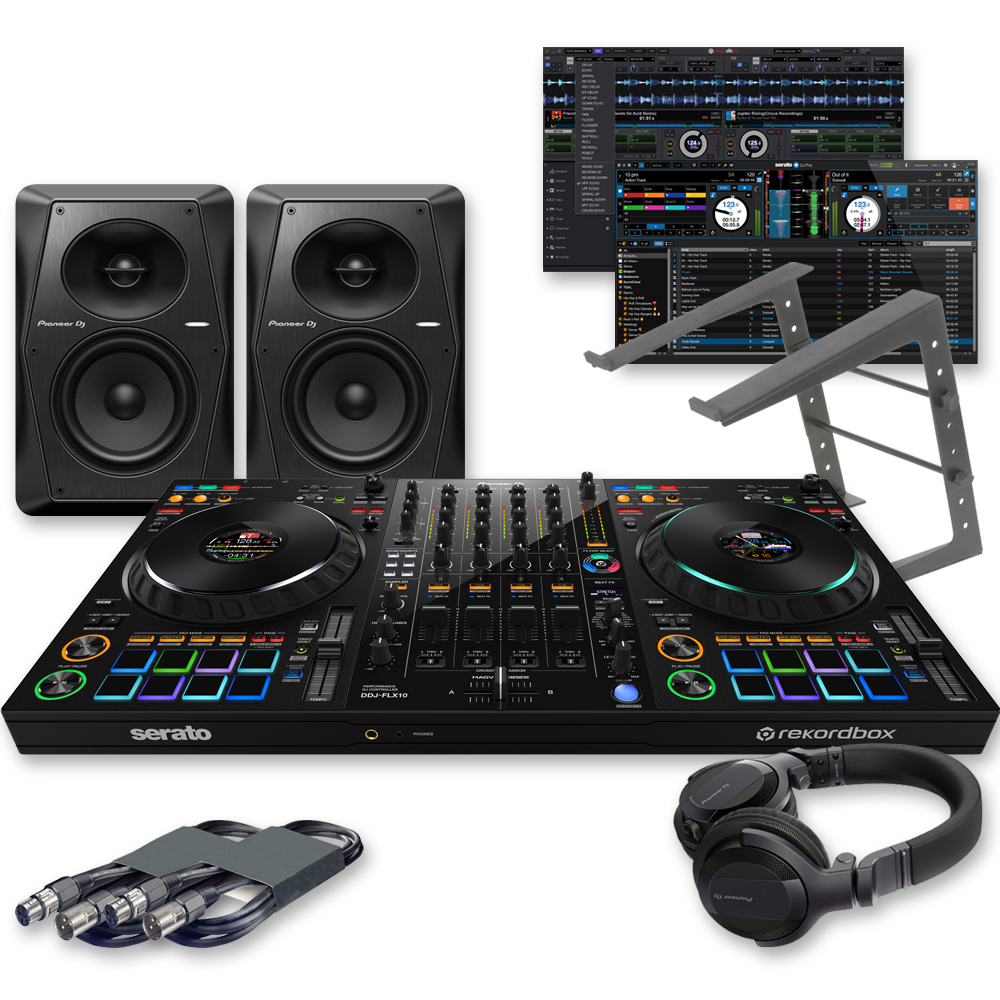 Pioneer DJ DDJ-FLX10 Controller, VM-50, HDJ-CUE1 & Laptop Stand