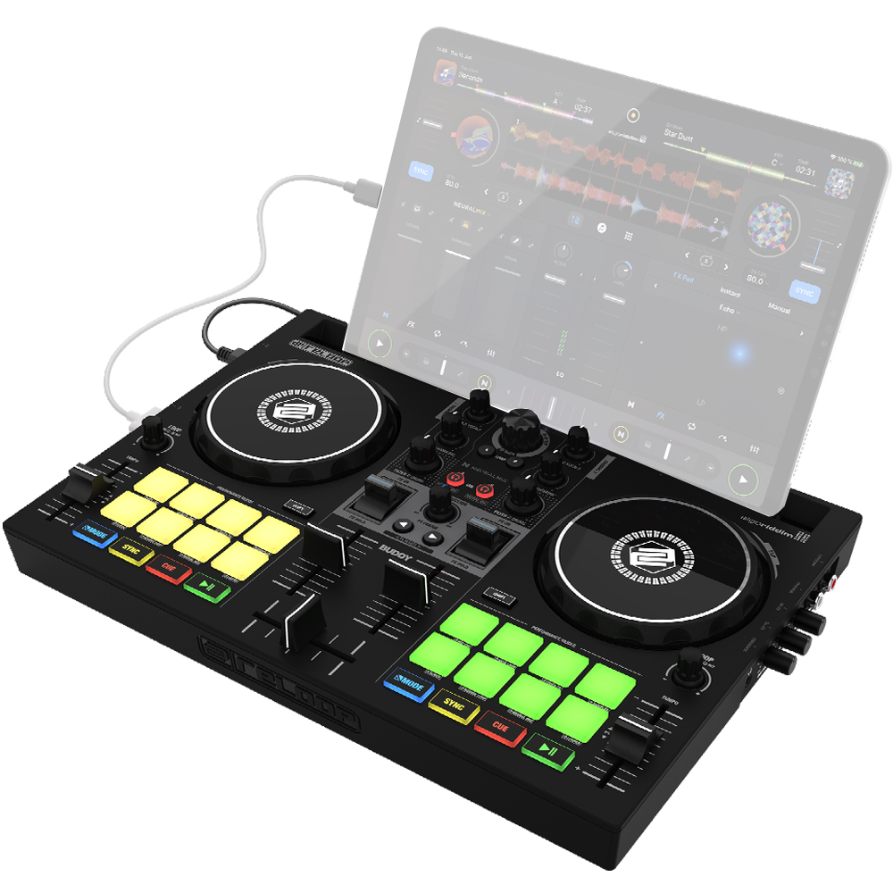 Reloop Buddy Compact Dual Deck DJ Controller for iOS, Android, Mac, PC w/  Bag & Headphones