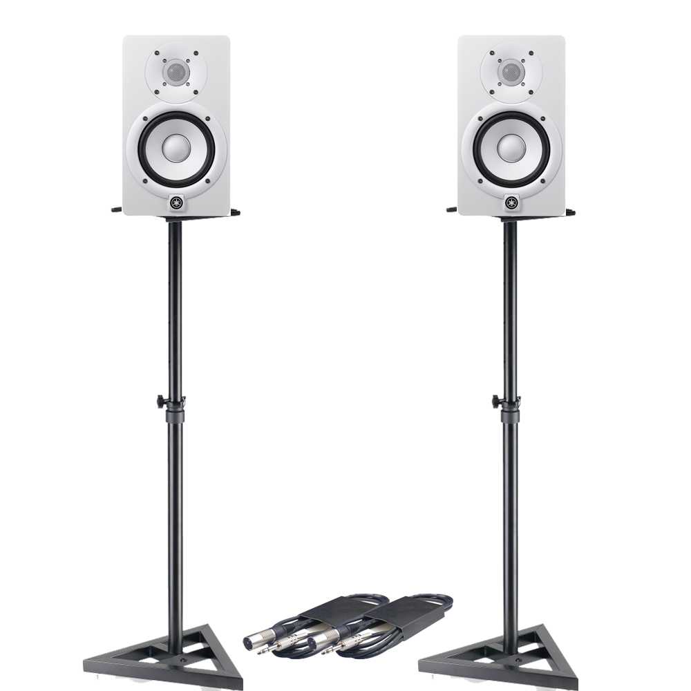Yamaha HS5 White + Stands & Leads - The Disc DJ Store