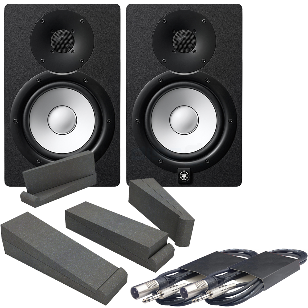 Yamaha HS5 Powered Studio Monitor Pair Black Bundled with a Pair of Height  Adjustable Speaker Stands and 2 x 15-Ft XLR Cables