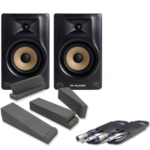 M-Audio Forty Sixty, 6.5'' Active Studio Monitors with Bluetooth + Isolation Pads & Leads Bundle