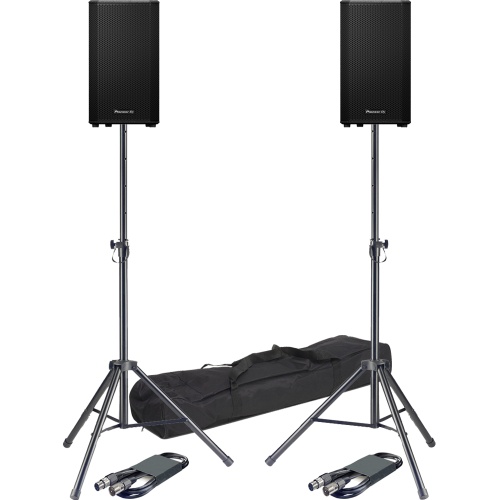 Pioneer DJ XPRS82, 8'' Active PA Speakers + Tripod Stands & Leads Bundle Deal