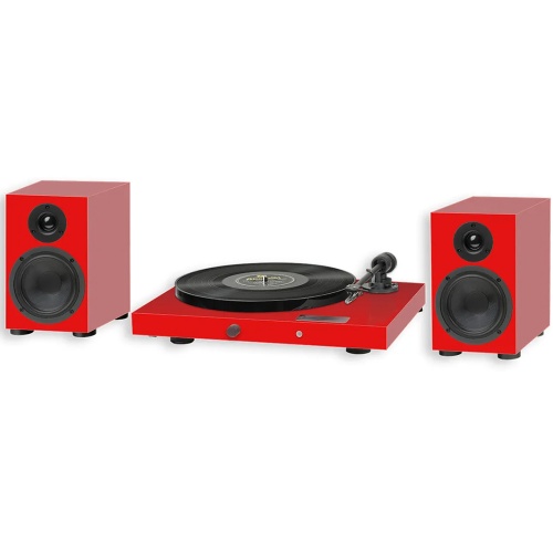 Pro-Ject Juke Box E1 HiFi Set, Audiophile Turntable & Speakers (Red)