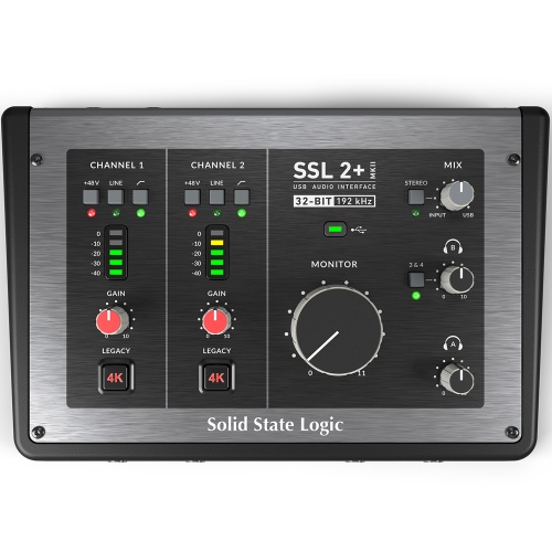 Solid State Logic SSL 2+ MKII, 32-Bit 2-In / 4-Out Audio Interface & Software Bundle